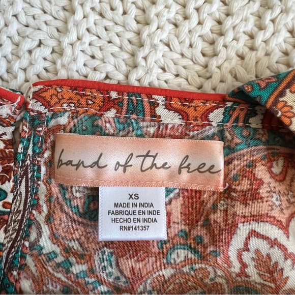 Band of the free Paisley Maxi Dress | Orange, Aqua & White | Size XS | Women - Picture 7 of 9